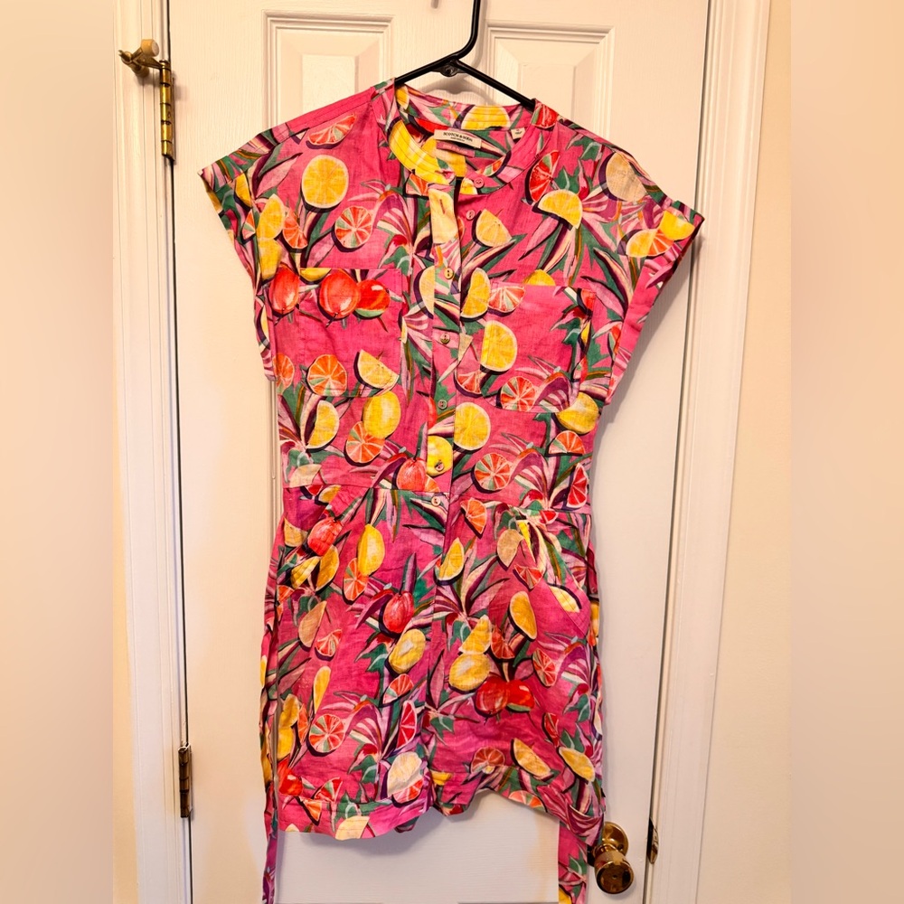 Scotch & Soda Women's Linen Romper, Pink Tropical Citrus Print, Size 36 (Size 6) - Picture 4 of 16